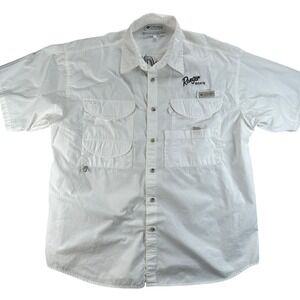 Columbia PFG Fishing Shirt Mens Large White Ranger Boats Short Sleeve Vented VTG